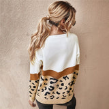 Spring Fashion Leopard Women Sweater top Autumn Ladies O-Neck Full Sleeve Casual Jumper Knitted Female Oversize Pullovers