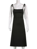 Fashion Strappy Ruched Sexy Black Dress Irregular Elegant Backless Long Dress Party Summer Dresses Women Clothes