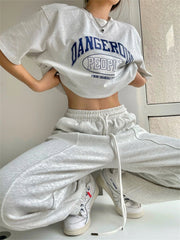 Korean Fashion Joggers Sweatpants Women Harajuku Hip Hop Gray Wide Leg Track Pants Oversized Kpop Baggy Sports Trousers