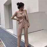 Sexy Knitted 2 Piece Sets Women Outifits Casual Streetwear Tracksuit Cardigans Wide Leg Pants Suit Knit Two Piece Set Women