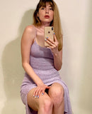 Fashion Solid Color Long Suspender Knitted Dress Slit Slim Design Casual Street Women Robe Commuter 0uting Vacation Wear