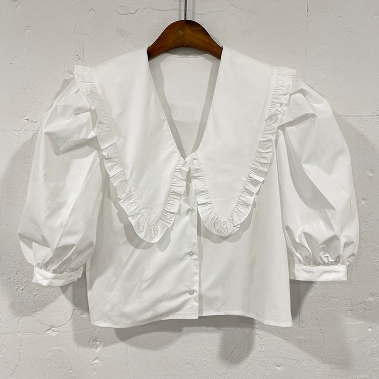 Summer Women Blouses White Spring Shirt Female Womens Blouse Blusas Casual Elegant Vintage Short Sleeve Cotton Oversize Loose