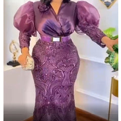 Plus Size African Party Long Dresses for Women New Dashiki Ankara Sequin Evening Gowns Turkey Outfits Robe Africa Clothing