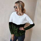 Spring Fashion Leopard Women Sweater top Autumn Ladies O-Neck Full Sleeve Casual Jumper Knitted Female Oversize Pullovers
