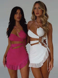 Irregular Hollow Out Sexy Mini Dress For Women Robe Summer New Strapless Sleeveless Backless Bodycon Club Party Dress