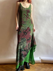 Sexy Slim Patchwork Long Mesh Dress Holiday Beach Style Sleeveless Maxi Dresses For Women Summer Fashion Ladies