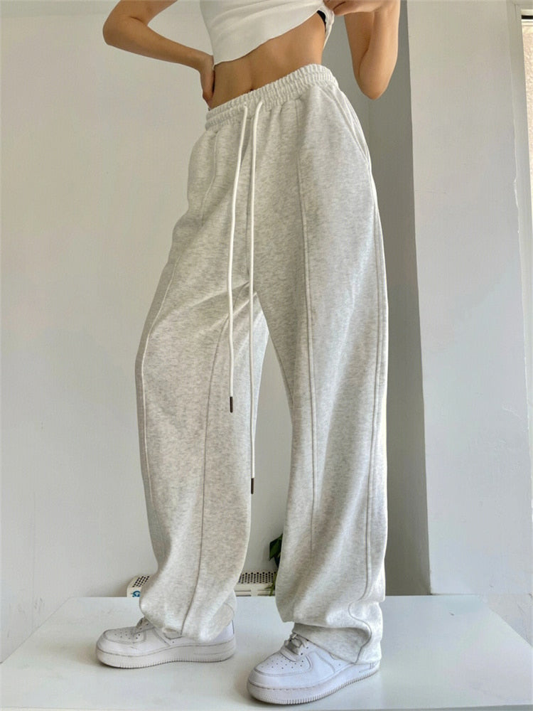 Korean Fashion Joggers Sweatpants Women Harajuku Hip Hop Gray Wide Leg Track Pants Oversized Kpop Baggy Sports Trousers