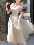 Dress For Women Summer New French Elegant Luxury Mesh Vestidos Mujer Fairycore White Maxi Evening Party Female Clothes