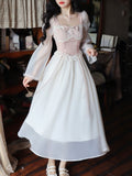 French Elegant Office Lady Dress Party Summer Chiffon One Piece Dress Korean Fashion Casual Long Sleeve Midi Dress Woman