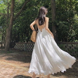 New Summer Dress Female Seaside Holiday Dresses Fashion Slim Backless Beach Suspender Long Dresses Women's Clothing