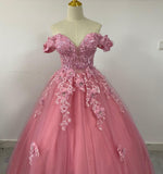 Blue Quinceanera Dresses New Classic Off The Shoulder Princess Prom Dress Lace Appliques Ball Gown With Small Train Custom Size