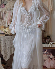 Autumn White Fairy Vintage Sweet Dress Women Mesh Lace Sexy Casual Korean Dress Female Patchwork Designer Princess Dresses