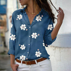 Floral Print Women Shirts And Blouses  Spring Fashion Turn-down Collar Long Sleeve Office Lady Tops Plus Size Casual Blouse