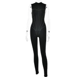 Sexy Elegant Women Zip-up O-neck Long Sleeve Jumpsuit Streetwear Summer Female Overalls One Piece Fitness Sports Bodysuits