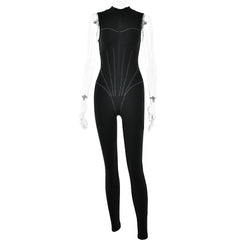 Sexy Elegant Women Zip-up O-neck Long Sleeve Jumpsuit Streetwear Summer Female Overalls One Piece Fitness Sports Bodysuits