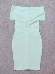 Summer Women Sexy Off Shoulder V Neck Bandage Dress Green Bodycon Sheath Elegant Knee Length Party Club XL Vestido Pbong mid size graduation outfit romantic style teen swag clean girl ideas 90s latina aesthetic