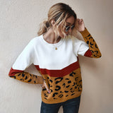Spring Fashion Leopard Women Sweater top Autumn Ladies O-Neck Full Sleeve Casual Jumper Knitted Female Oversize Pullovers