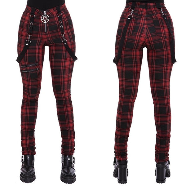Plaid Pants Women High Waist Y2k Punk Pant Summer Spring  Streetwear Woman Fashion Slin Fit Patchwork Zipper Gothic PantsPbong mid size graduation outfit romantic style teen swag clean girl ideas 90s latina aesthetic