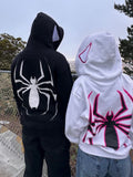 Y2k Men Spider Print Hoodies Women Hip Hop Zipper Long Sleeve Jacket Coats Autumn Winter Harajuku Casual Loose Hooded Sweatshirt