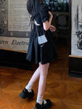 Vintage Design Black Mini Dress Women Gothic Harajuku Sexy Backless Short Dresses Summer Korean Fashion Kpop