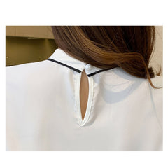 Summer Women Blouse O-Neck Blue Chiffon Blouse Shirt Tops Women Short Sleeve Blouse Women Blusas Mujer De Moda Blouses F97