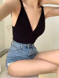 Sexy Camis Streetwear White Knitted Women Corset Camisole Fashion V neck Backless Crop Top Vintage Cropped Women Tank Top