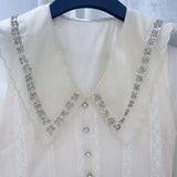 Pbong   mid size graduation outfit romantic style teen swag clean girl ideas 90s latina aestheticWomen's Fashion Brand Shirt Dress Luxury Rhinestone Lapel Design Long-sleeved Dresses Original High Quality Famous Women Skirt