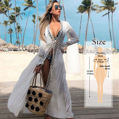 Women Swimsuit Cover Ups Mandarin Sleeve Kaftan Beach Tunic Dress Robe De Plage Solid White Pareo Beach Cover-ups Pbong mid size graduation outfit romantic style teen swag clean girl ideas 90s latina aesthetic
