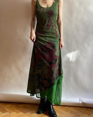 Sexy Slim Patchwork Long Mesh Dress Holiday Beach Style Sleeveless Maxi Dresses For Women Summer Fashion Ladies