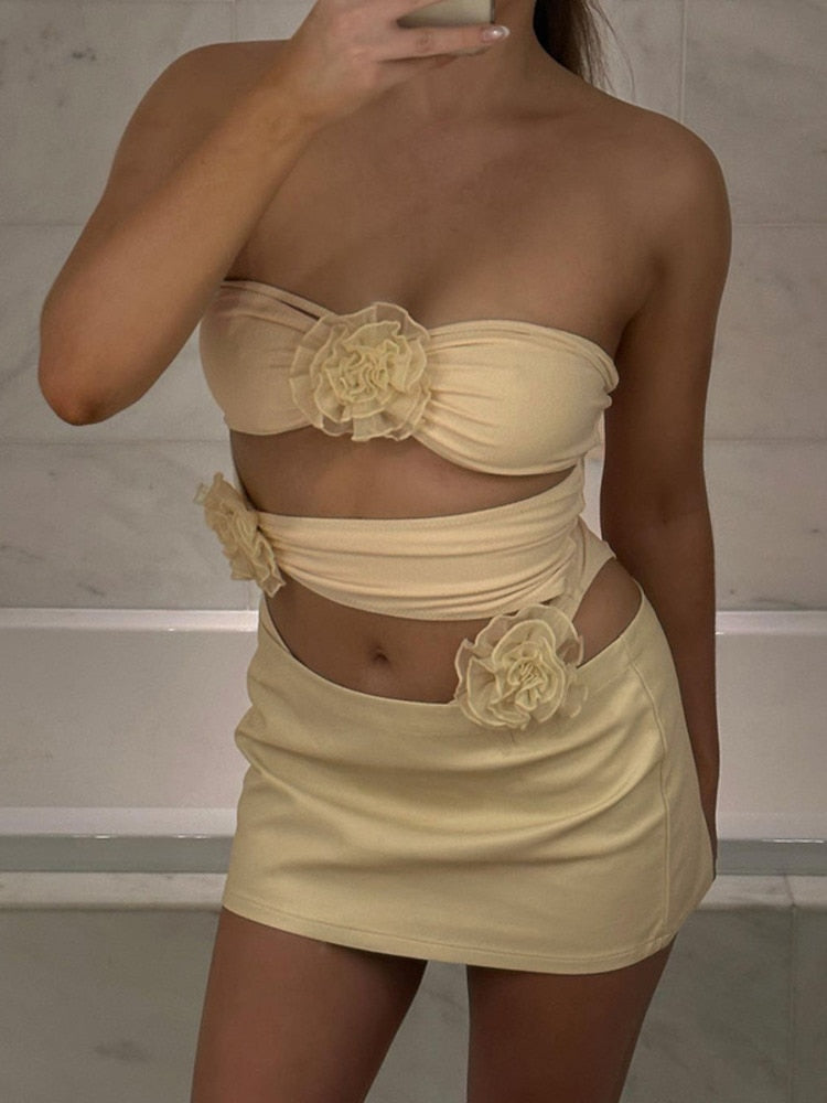 Black Floral Hollow Wrinkled Trendy Out Bodysuit main image 0