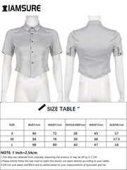 Elegant Fashion Solid Satin Blouse Office Ladies Casual Basic Turn-Down Collar Short Sleeve Shirts Women Summer