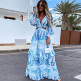 Sexy V-Neck Backless Hollow Out Dress Autumn Women Lantern Sleeve Club Party Long Maxi Dresses Tunic Beach Cover Up Pbong mid size graduation outfit romantic style teen swag clean girl id