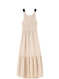 Lightweight Loose Home Sleeveless Women's Dress Elegant Daily Beige Cotton Comfortable Lady Dress