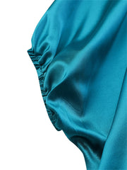 Pbong Bohemian Bat Sleeve Printed Maxi Dress Summer Women Pleated Party Sundress Casual O Neck Oversized Satin Long Dress