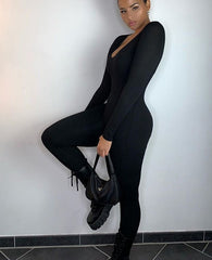 Basic Bodycon Jumpsuit For Women‘s Clothing Casual Brown Fitness Rompers Y2K Playsuit Activity Streetwear Overalls