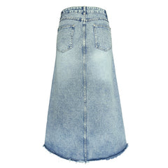 Vintage Denim Skirt Women's A-line Spring Dress New Retro Blue High Waist Slim Mid Length Dress Skirt Street Women Dresses