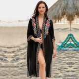 Pbong mid size graduation outfit romantic style teen swag clean girl ideas 90s latina aesthetic freaknik tomboy swaggy going out classiEmbroidery Kaftan Beach Tunic Beach Cover up Saida de Praia Swimsuit Women Bikini cover up Pareo Sarong Beachwear