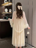 Autumn Lace Strap Dresses for Women Sweet Vintage Korean Style Long Party Dresses Elegant Casual Women's Dresses Designer