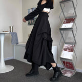 Casual Vintage Victorian Skirt Women Black High Street Korean Gothic Y2k Skirt Female Long Chic Irregular Fashion Party Clothes