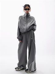 Y2K Gorpcore Pant Sets Women Streetwear Vintage 90s Two Piece Set Oversized Tracksuit Wide Leg Track Pants Hip Hop Jacket