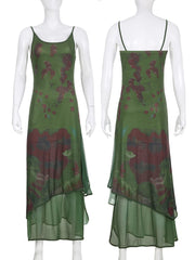 Sexy Slim Patchwork Long Mesh Dress Holiday Beach Style Sleeveless Maxi Dresses For Women Summer Fashion Ladies