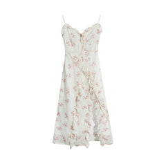 Summer Floral Sleeveless Midi Dresses Women Elegant Designer Sexy Vintage Dress Female Party One Piece Dress Korean Fashion
