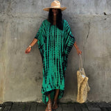 Bohemian Striped Print Women Beach Dress Bathing Suit Cover Up Summer Tunic For Woman Beachwear Robe de plage Kaftan Pbong  mid size graduation outfit romantic style teen swag clean girl ideas 90s latina aesthetic