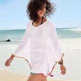 Pbong mid size graduation outfit romantic style teen swag clean girl ideas 90s latina aestheticSexy Bikini Set Cover-ups Casual V-neck Short Sleeve Summer Beach Dress White Tunic Women Beach Wear Swim Suit Cover Up