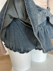 A-line Women Denim Blue Jean Skirts Shorts Summer Bow Hot Girls Mini Skirt Streetwear Sexy Y2k Irregular Kawaii Coquette