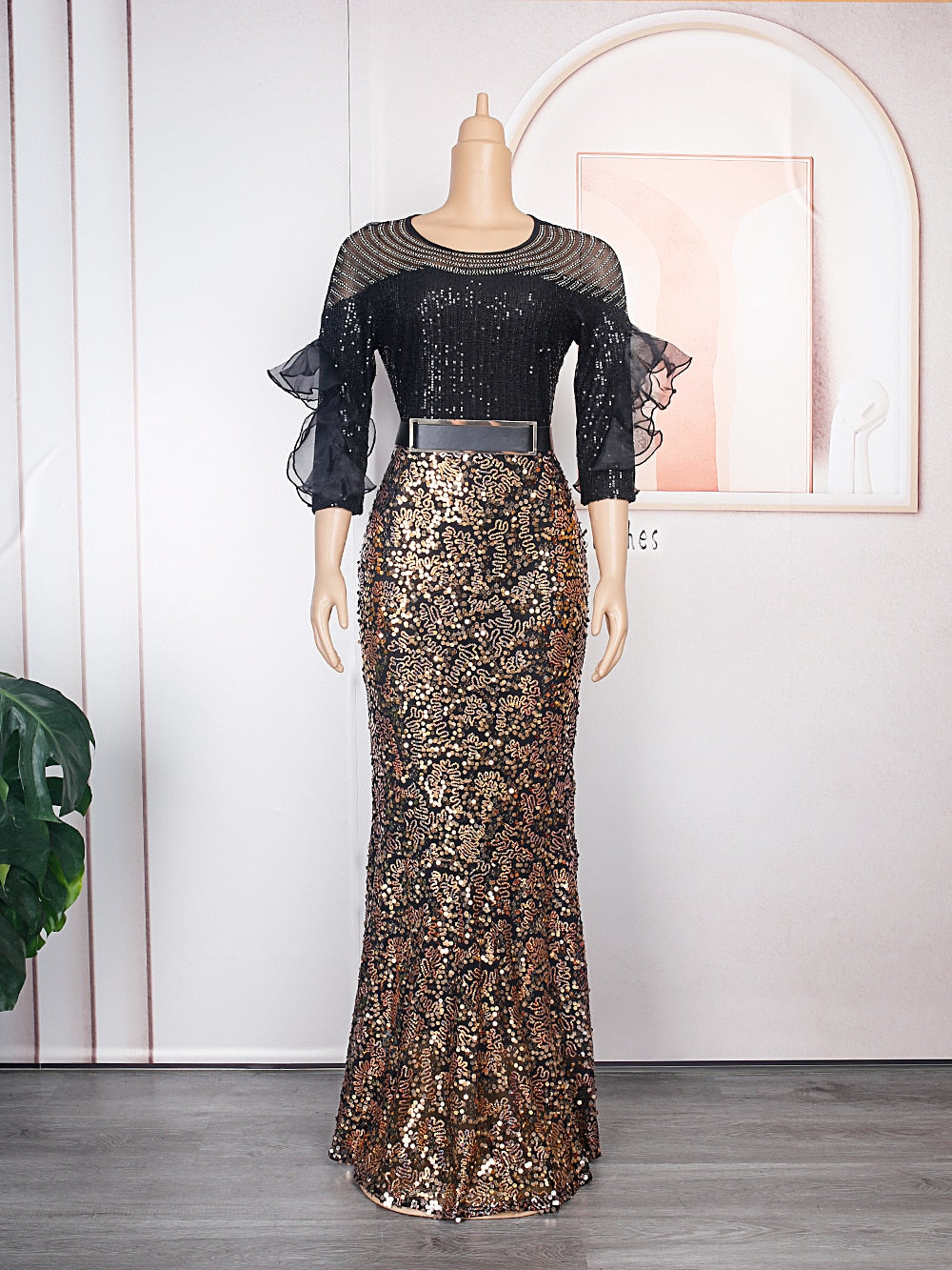 Plus Size African Party Long Dresses for Women  New Dashiki Ankara Sequin Evening Gowns Turkey Outfits Robe Africa Clothing
