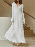 Winter Sweater Dress for Women Elegant Long Sleeve Knitted Maxi Dress Christmas Club Party Outfits  Lady White Vestido