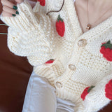 Women Harajuku Strawberry Loose Cardigan Sweater Fall Fashion Long Sleeve Korean Tops Chic Female Preppy Style Y2k Sweater