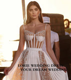 Sweetheart Lace Boho Wedding Dresses A Line Spaghetti Straps Bridal Dress Lace Appliques Corset Wedding Ball Gowns