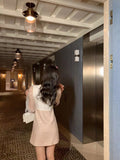 Pbong   mid size graduation outfit romantic style teen swag clean girl ideas 90s latina aestheticWomen's Fashion Brand Shirt Dress Luxury Rhinestone Lapel Design Long-sleeved Dresses Original High Quality Famous Women Skirt